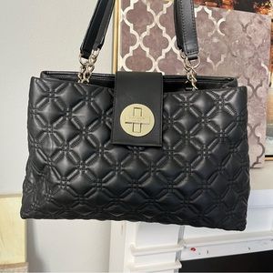 NWT Kate Spade Astor Court Elena Black Quilted Leather WKRU1482 Black